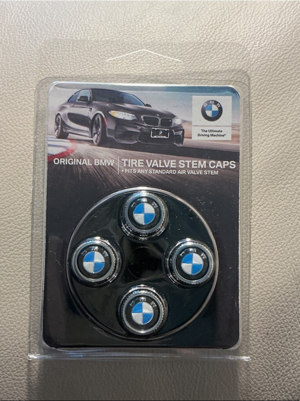 BMW Chrome Valve Stem Caps with Blue and White Logo